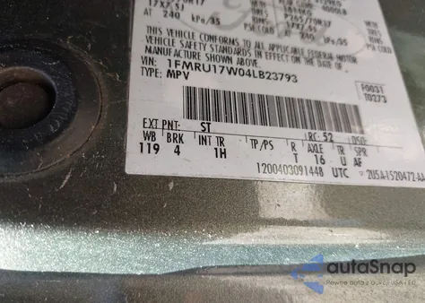 2004 Ford Expedition Eddie Bauer из США, поврежденный, VIN 1FMRU17W04LB23793